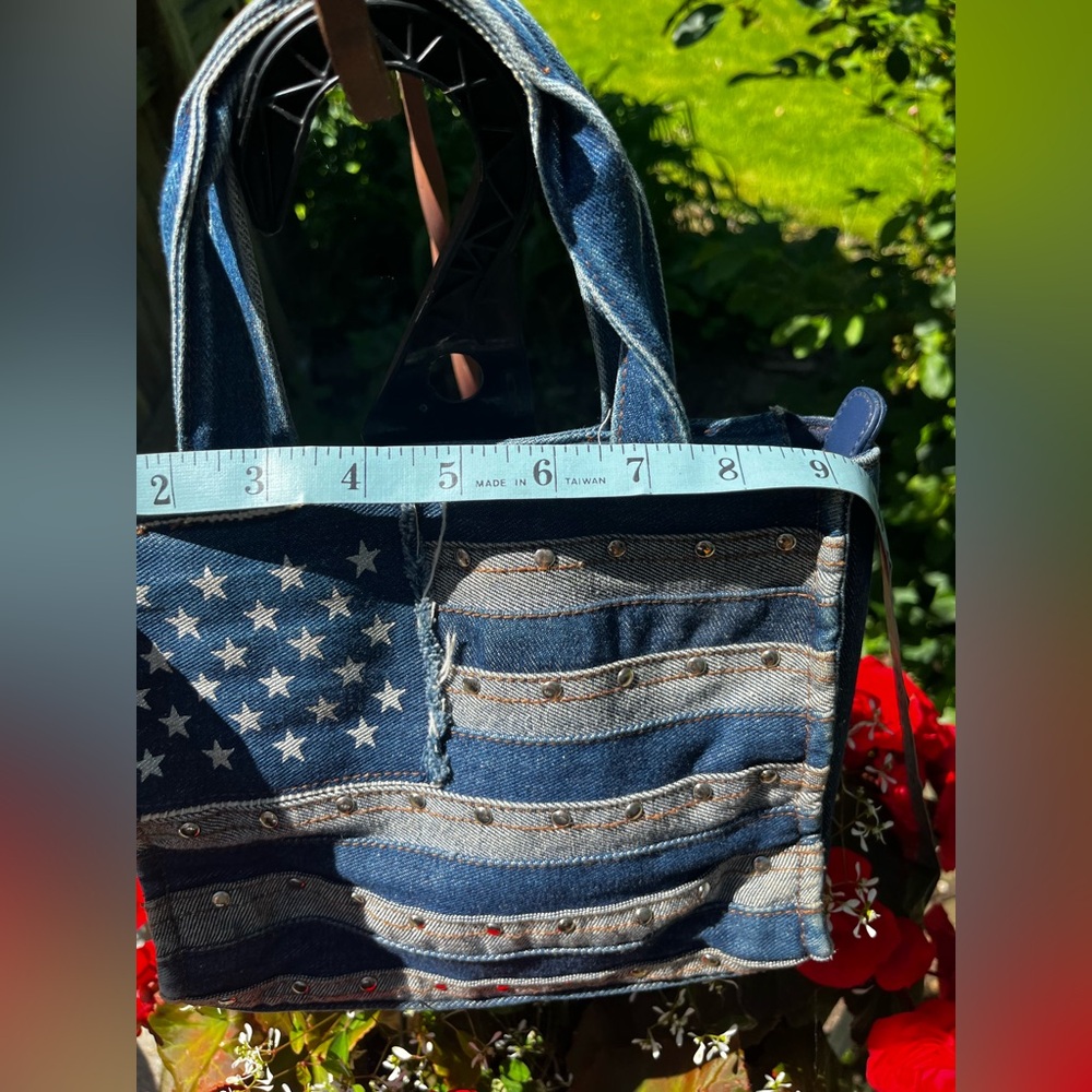 Vintage Denim St. John’s Bay American Flag Tote Bag Purse lots of pockets 250 🇺🇸 - Picture 11 of 14